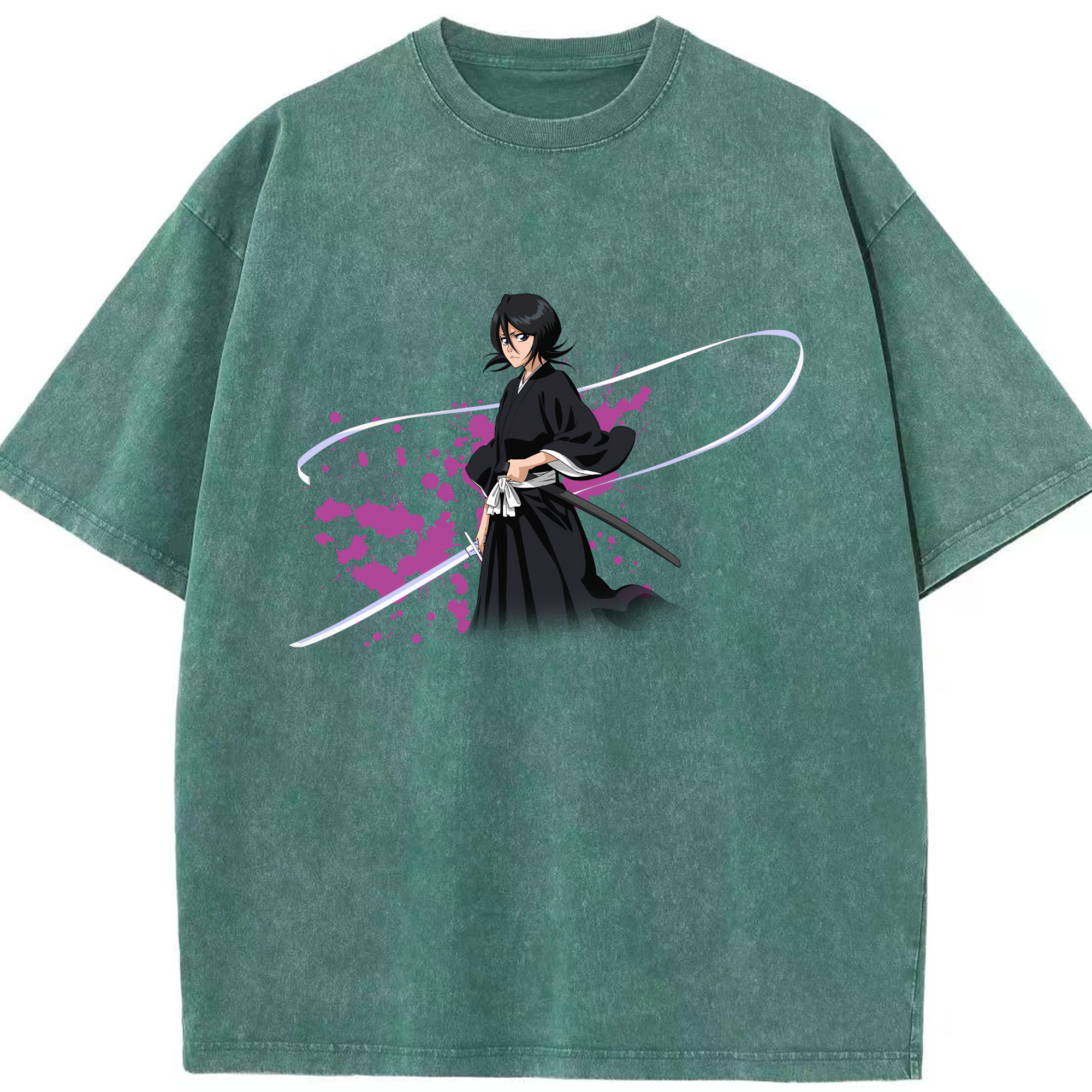（画像用） ブリーチ 朽木ルキア BLEACH Kuchiki Rukia 綿100% ヴィンテージ風 半袖Tシャツ（フロントプリント）